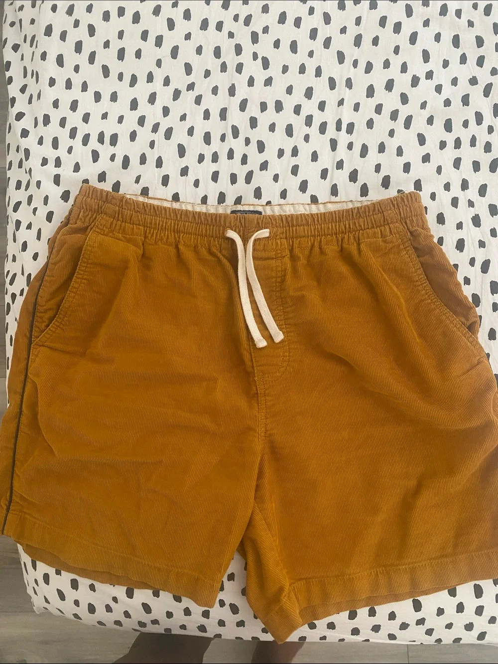J. Crew Drawstring Corduroy Shorts in Mustard Yellow